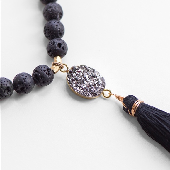 Handmade Long Mala Necklace with Natural Gemstone Beads & Tassel - Picture 7 of 8